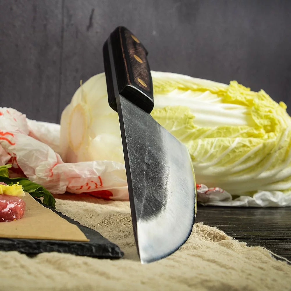 Hand Forged Butcher Knife with Leather Sheath M127