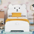 Twin Size White Wood Platform Bed Frame with Headboard & Footboard T9587