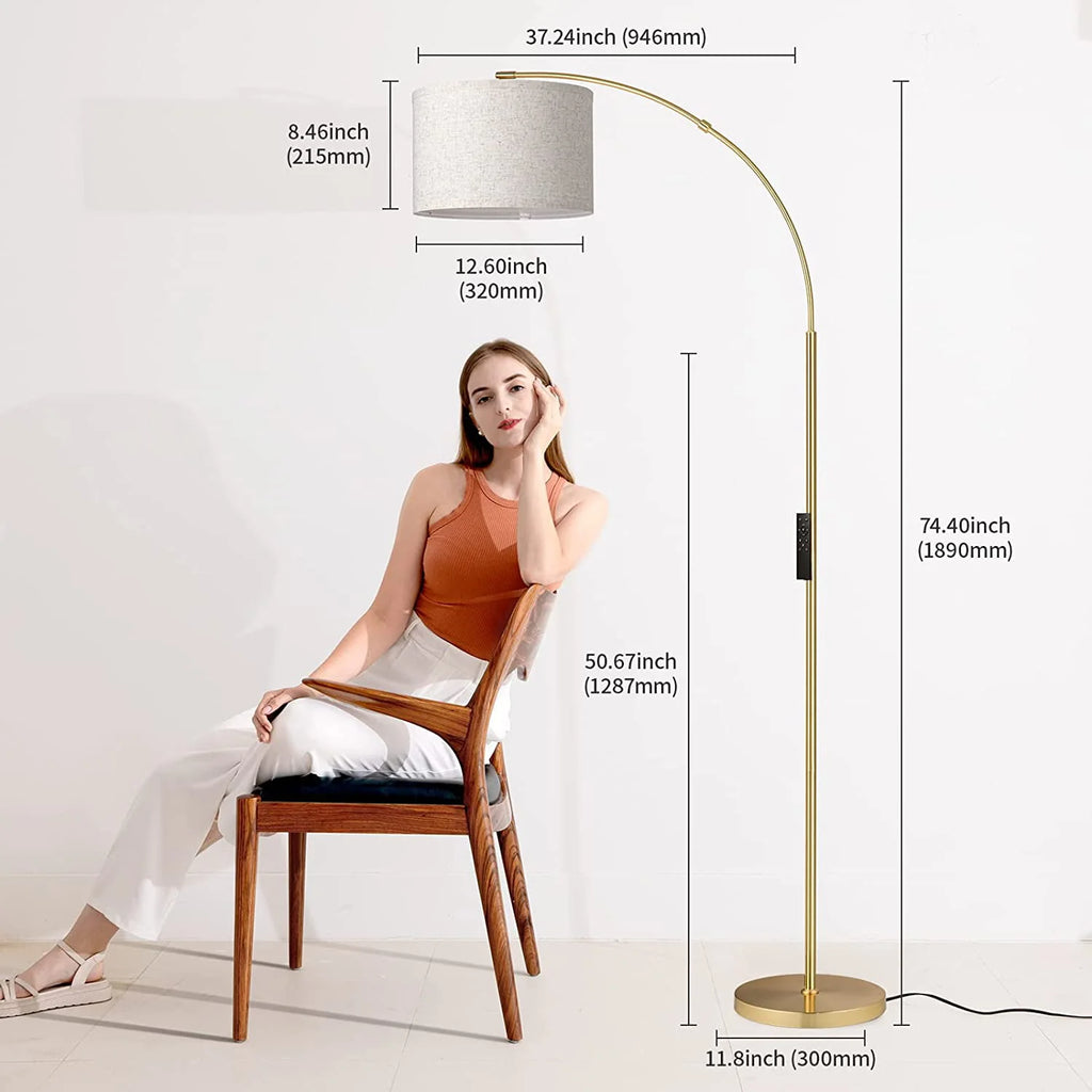 Gold Arc Floor Lamp with Remote S8792