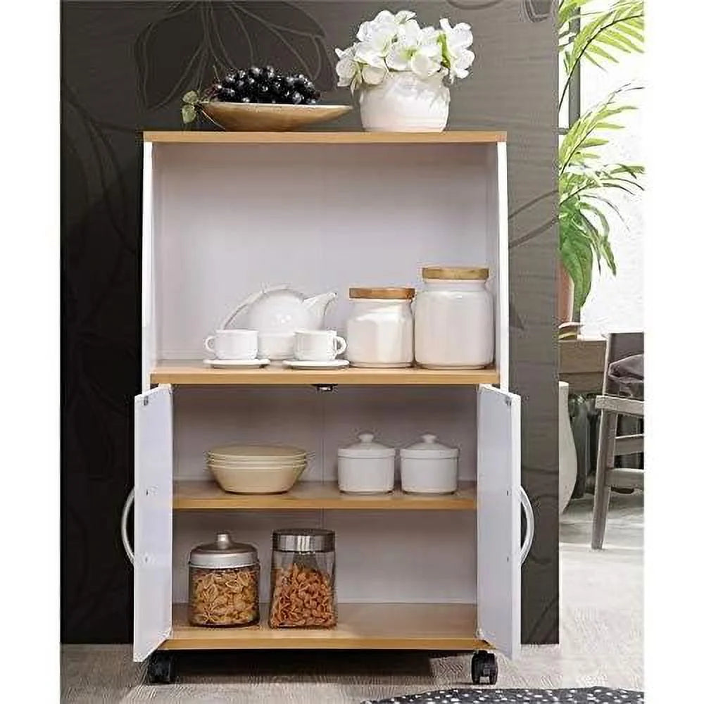 White Microwave Kitchen Cart K19106