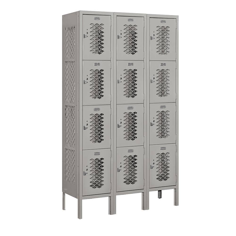 Gray 12x22 Wide Four Tier Vented Metal Locker H4873