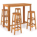 5 Piece Bar Set Solid Acacia Wood O15390