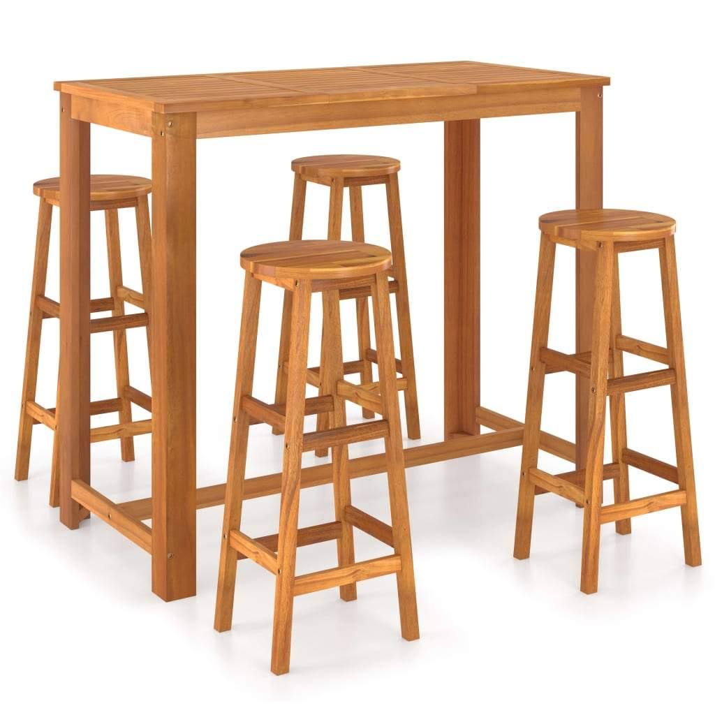 5 Piece Bar Set Solid Acacia Wood O15390