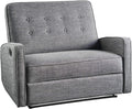 Grey Black Buttoned Fabric Reclining Loveseat J7686