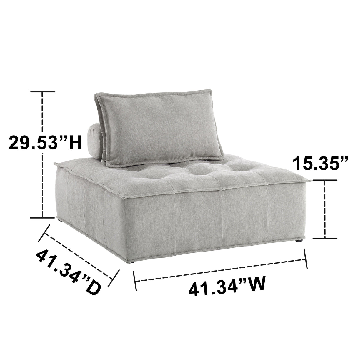 Beige Fabric Button Tufted Sectional Sofa T9728
