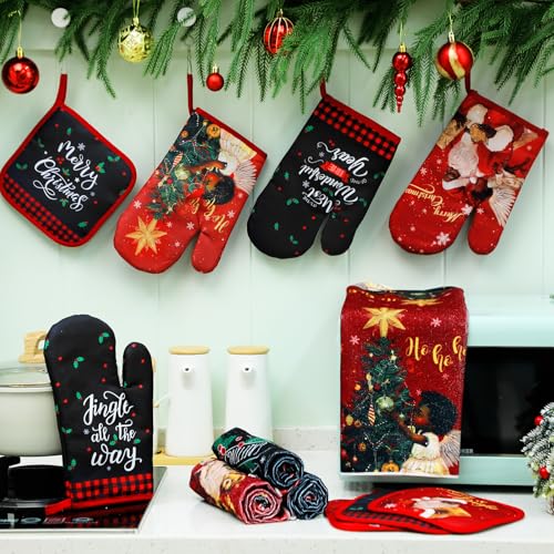 12 Pcs Christmas Kitchen Towels Pot Holders and Oven Mitts Set E609