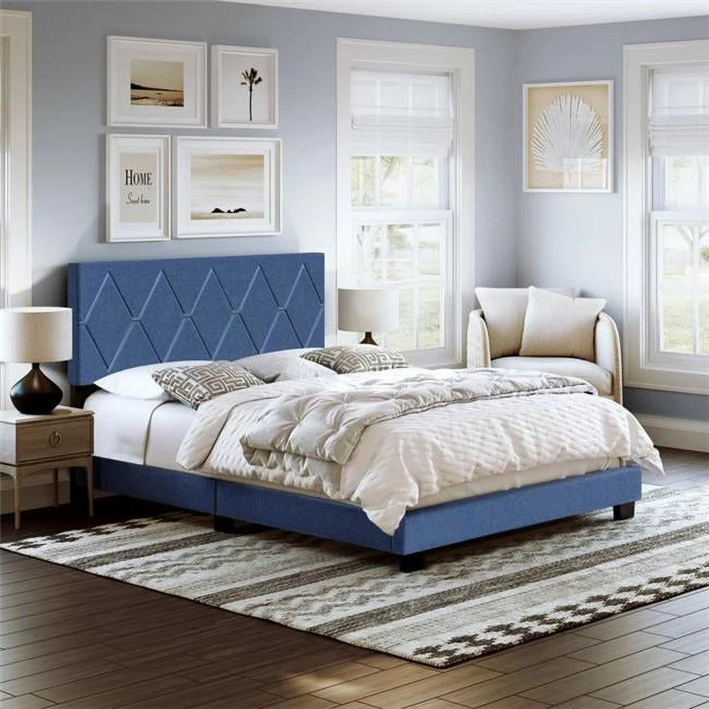 Linen Upholstered Platform Bed S923