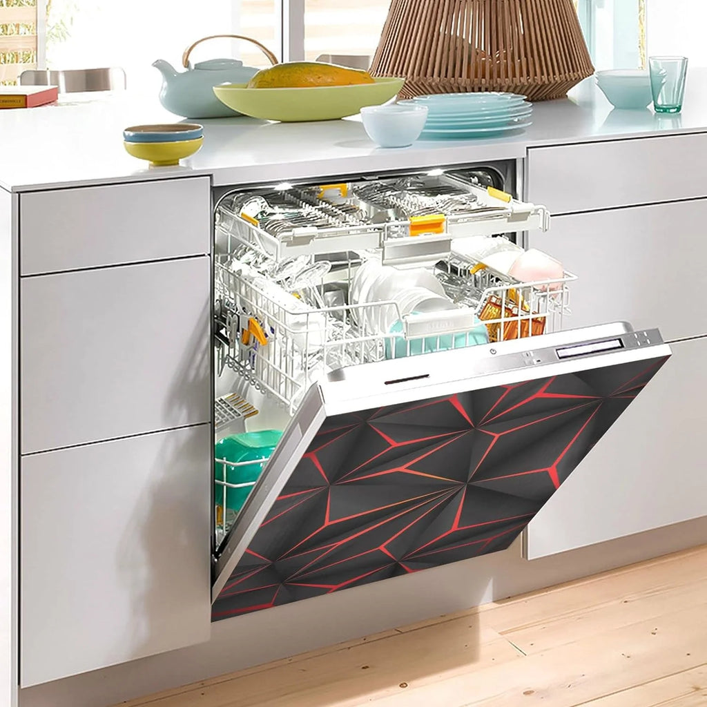 Black Geometric Dishwasher Magnet Sticker N9969