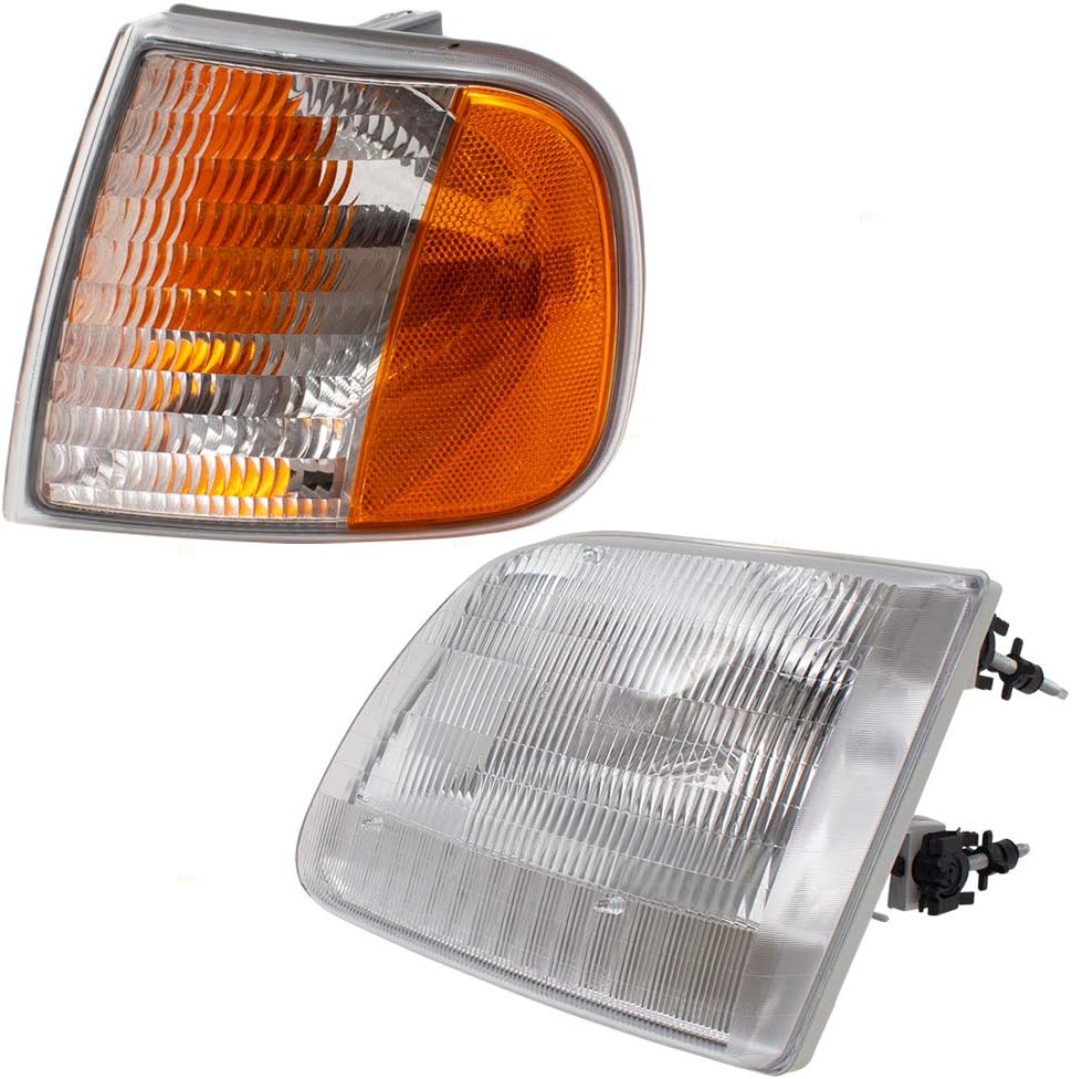 Headlight and Park/Signal Light 4 Piece Set Compatible with 1997-2003 Ford F-150 S353