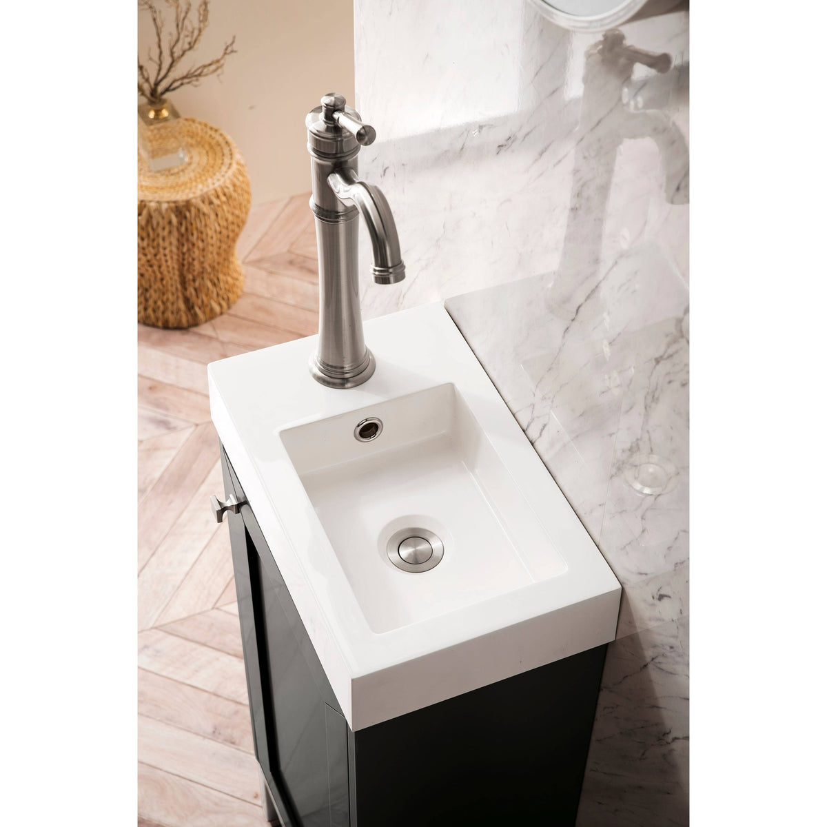 16 in. Chianti Single Vanity Cabinet with White Glossy Resin Countertop X192