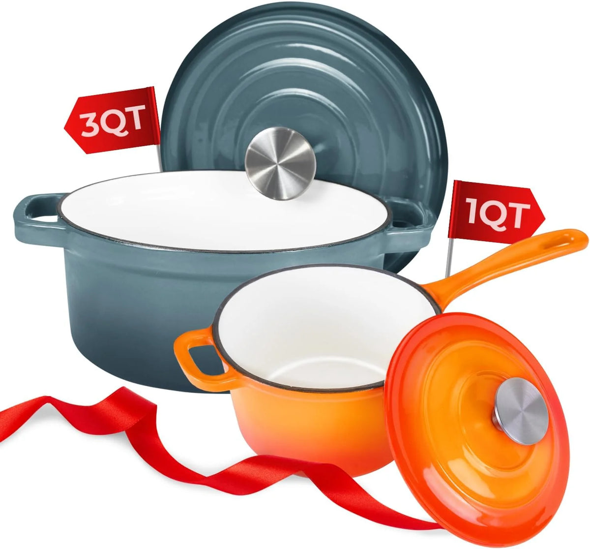3 Qt Enameled Cast Iron Cookware Set J3133