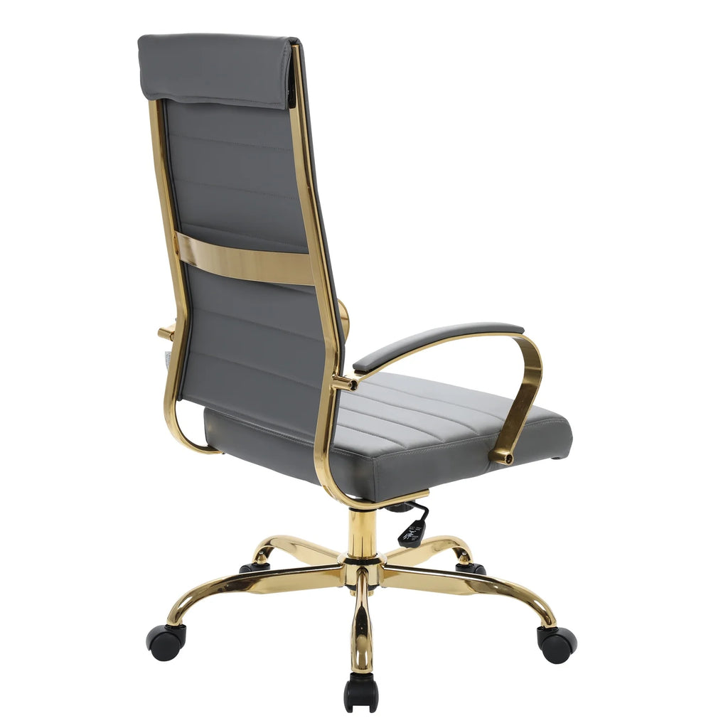 High-Back Leather Office Chair With Gold Frame Q807