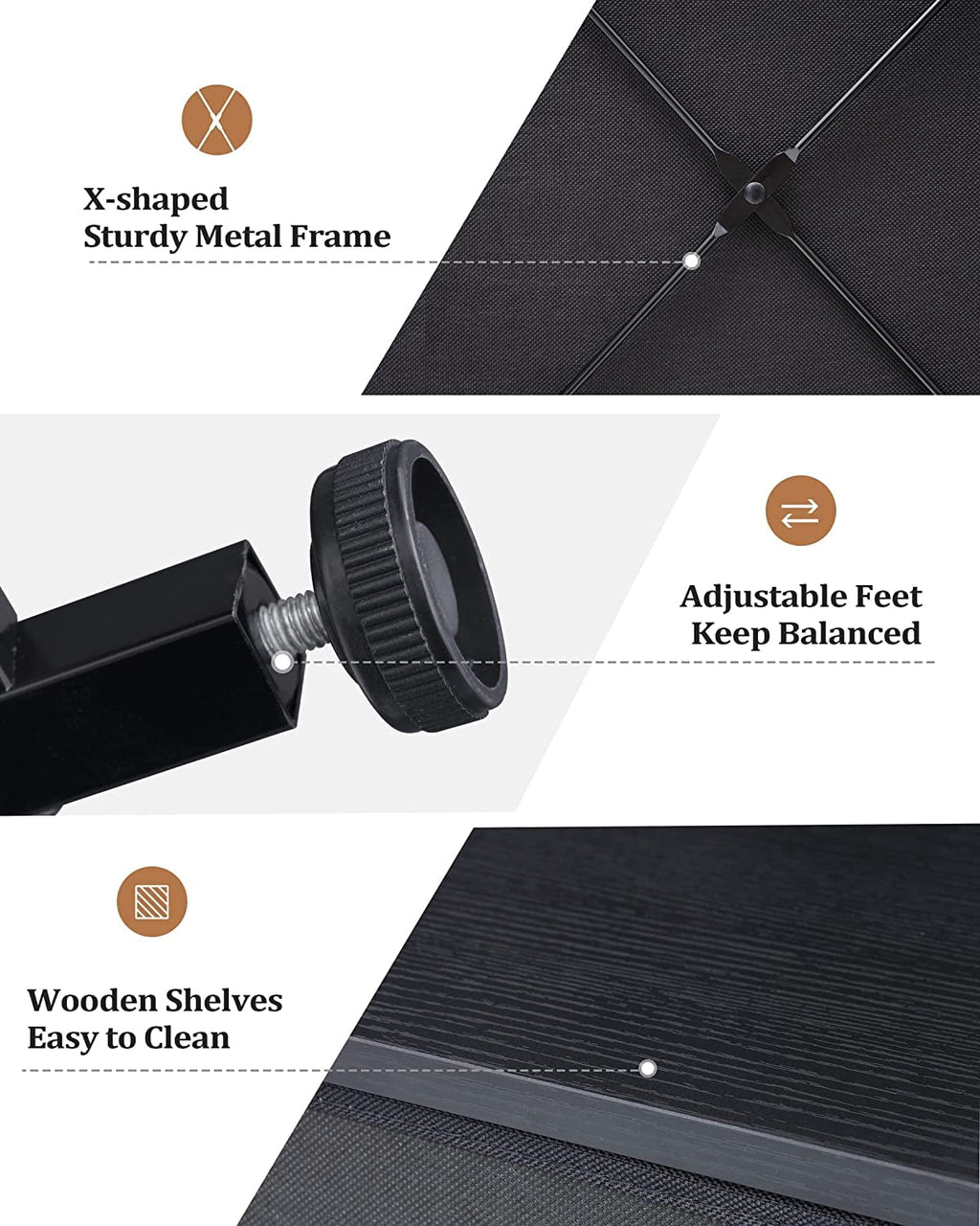 Black 6 Drawer Fabric Dresser N4040