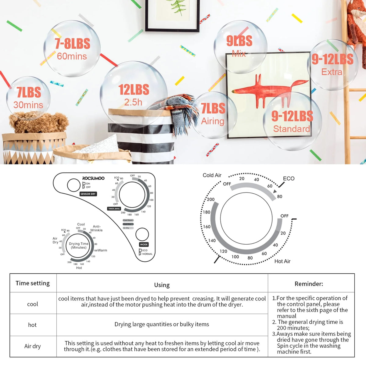 Stainless Steel Compact Electric Clothes Dryer X679