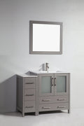 42 in. Single Sink Vanity Cabinet with Ceramic Sink & Mirror Grey B70648