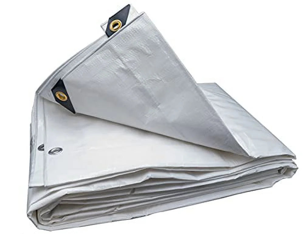 Heavy Duty White 6 oz. Poly Tarp 12 Mil R172