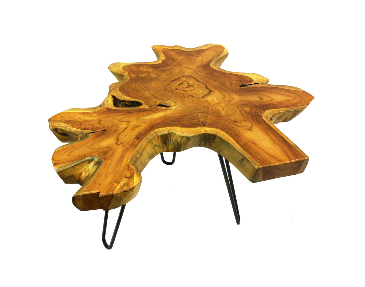 Live Edge Teak Wood Side Table Y335696