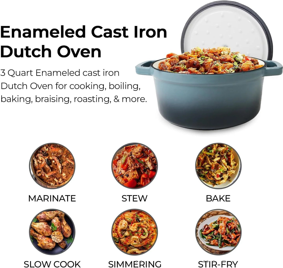 3 Qt Enameled Cast Iron Cookware Set J3133