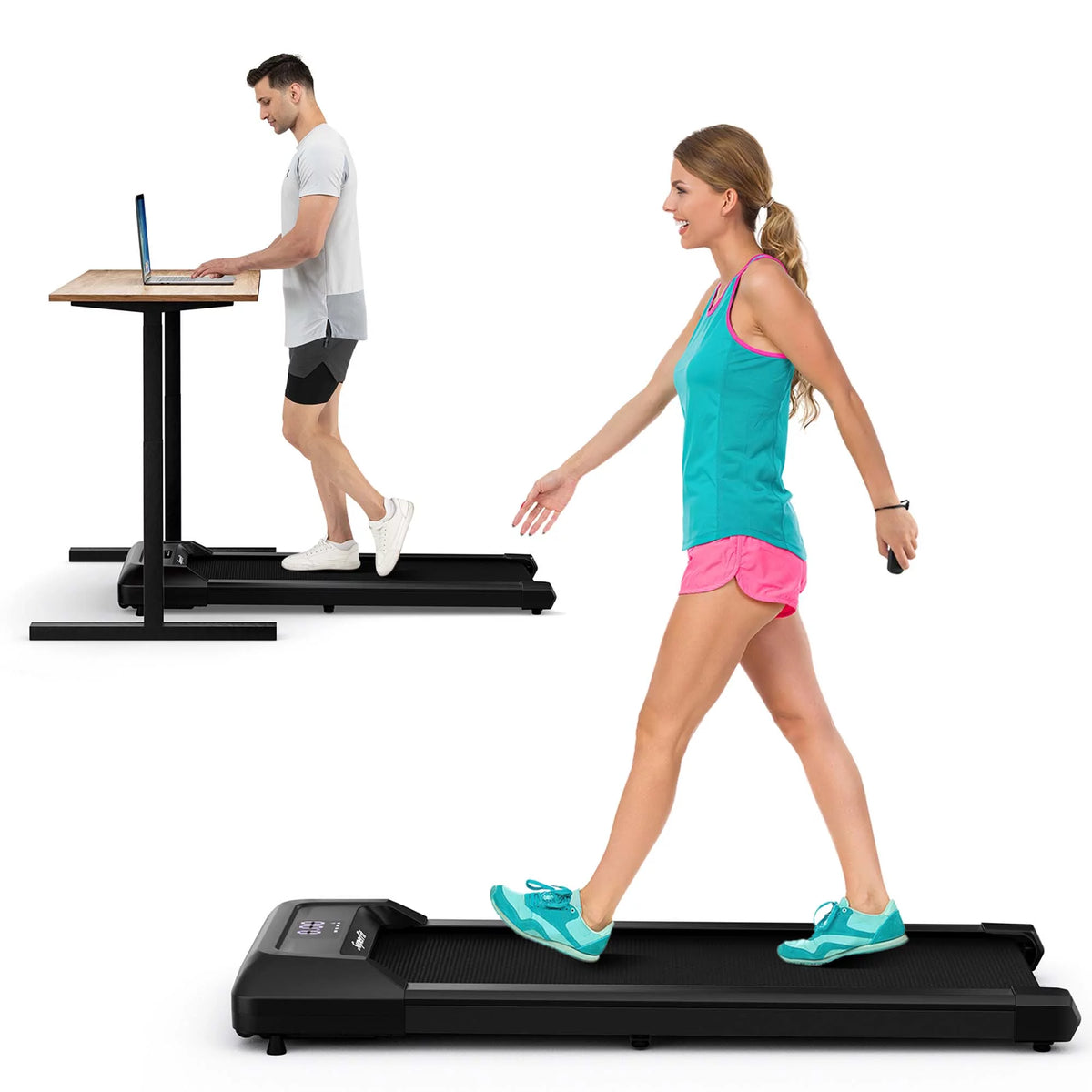 0.6-3.8MPH Walking Pad Under Desk Treadmill Black F5723
