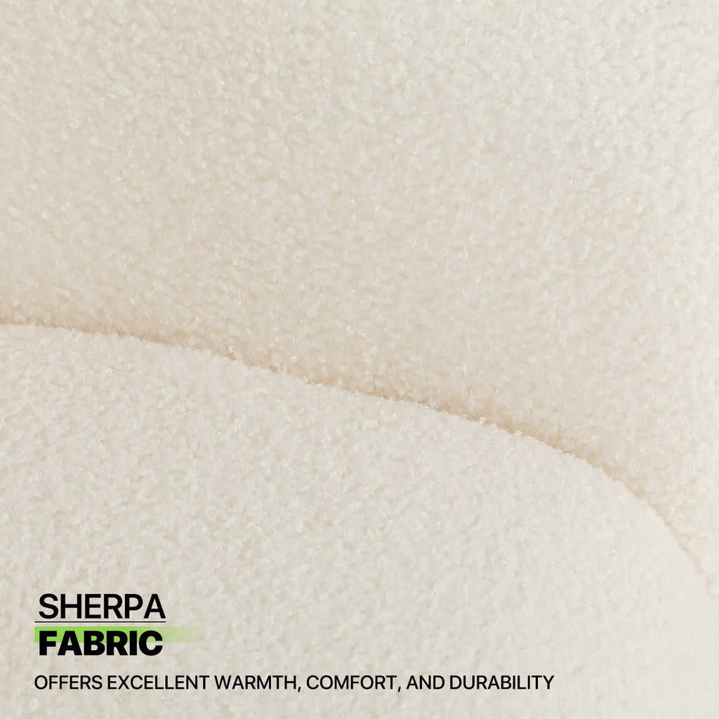 Cream Sherpa Upholstered Barrel Accent Chair N6589
