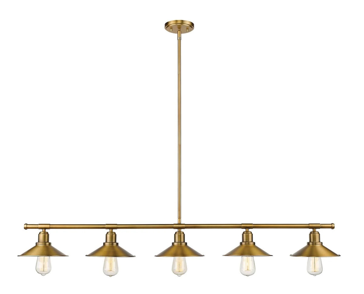 5 Light Island/Billiard in Factory Brass W2821