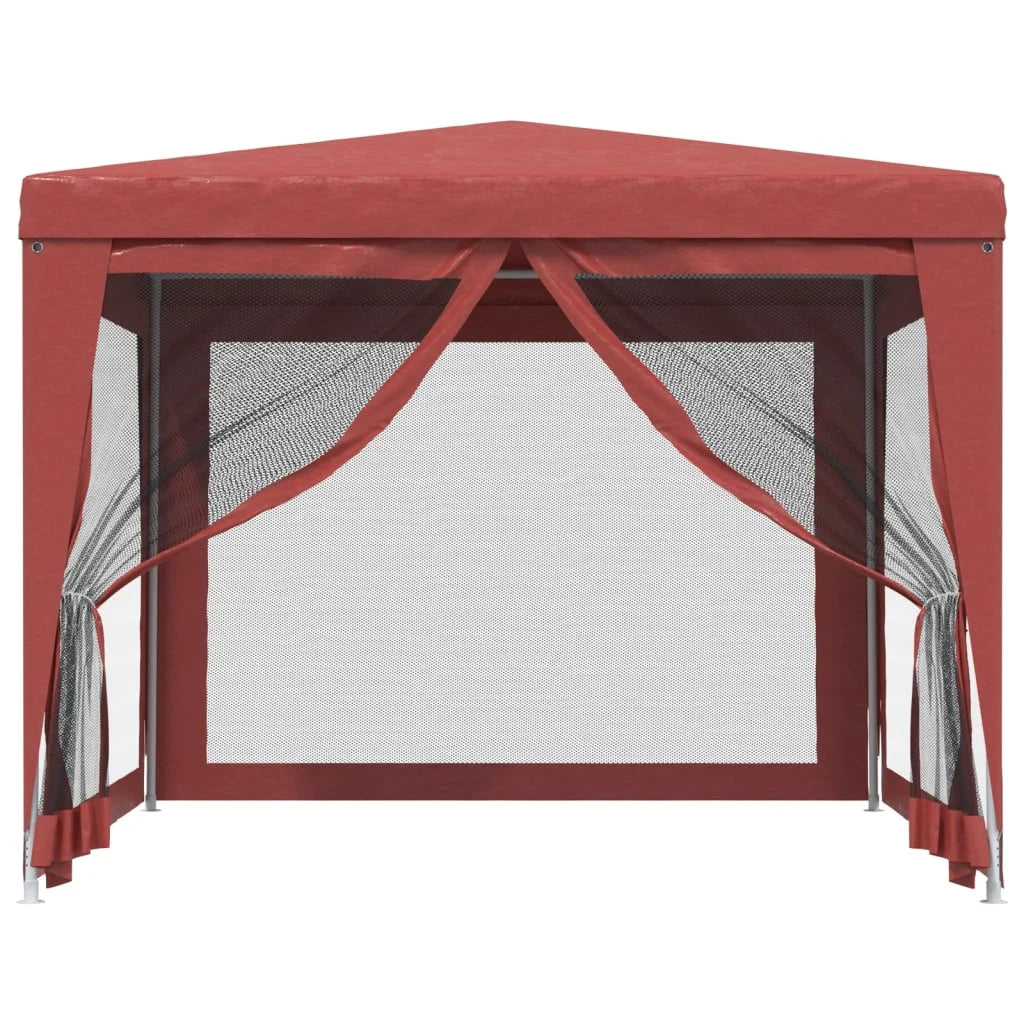 Party Tent with 4 Mesh Sidewalls Red 9.8'x9.8' HDPE M807307