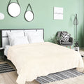 Fleece Bed Blanket Beige 78"x90" A356