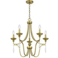 Aged Brass 5 Light Tiered Chandelier J39216