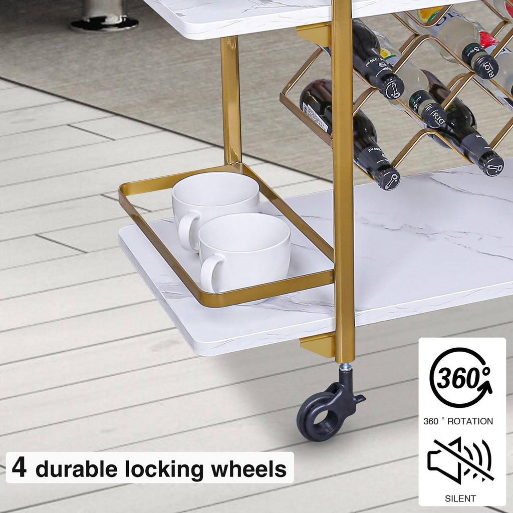Black 3 Tier Bar Cart with Wheels R9357