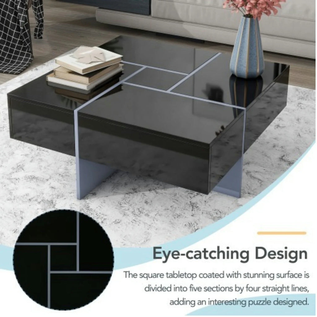 Coffee Table with 4 Hidden Storage Compartments V9313