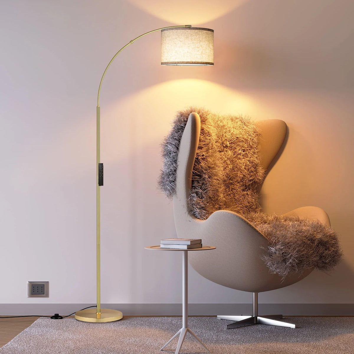 Gold Arc Floor Lamp with Remote S8792