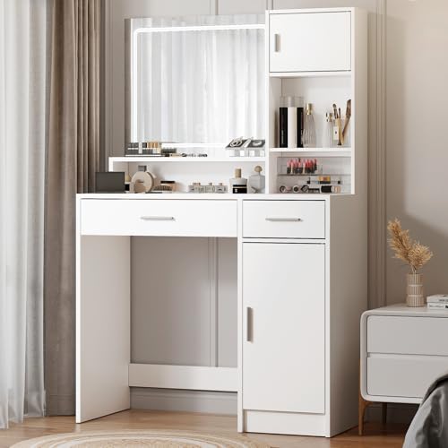 Vanity Desk with Mirror and LED Light Strip G103