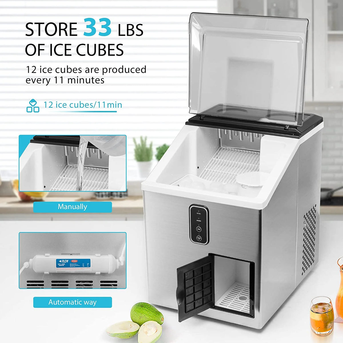 2 in 1 Countertop Ice Maker & Ice Shaver Machine V396016