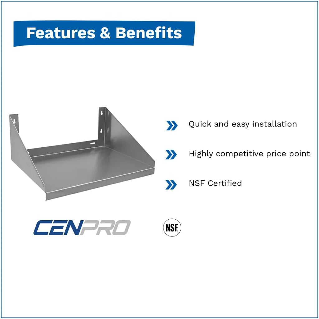 NSF Wall-Mounted Microwave Shelf 24" Wx18 D 175 Lb. Weight Capacity N204720