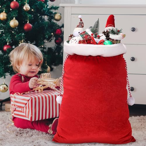 2 Pcs Christmas Velvet Drawstring Bags T8269