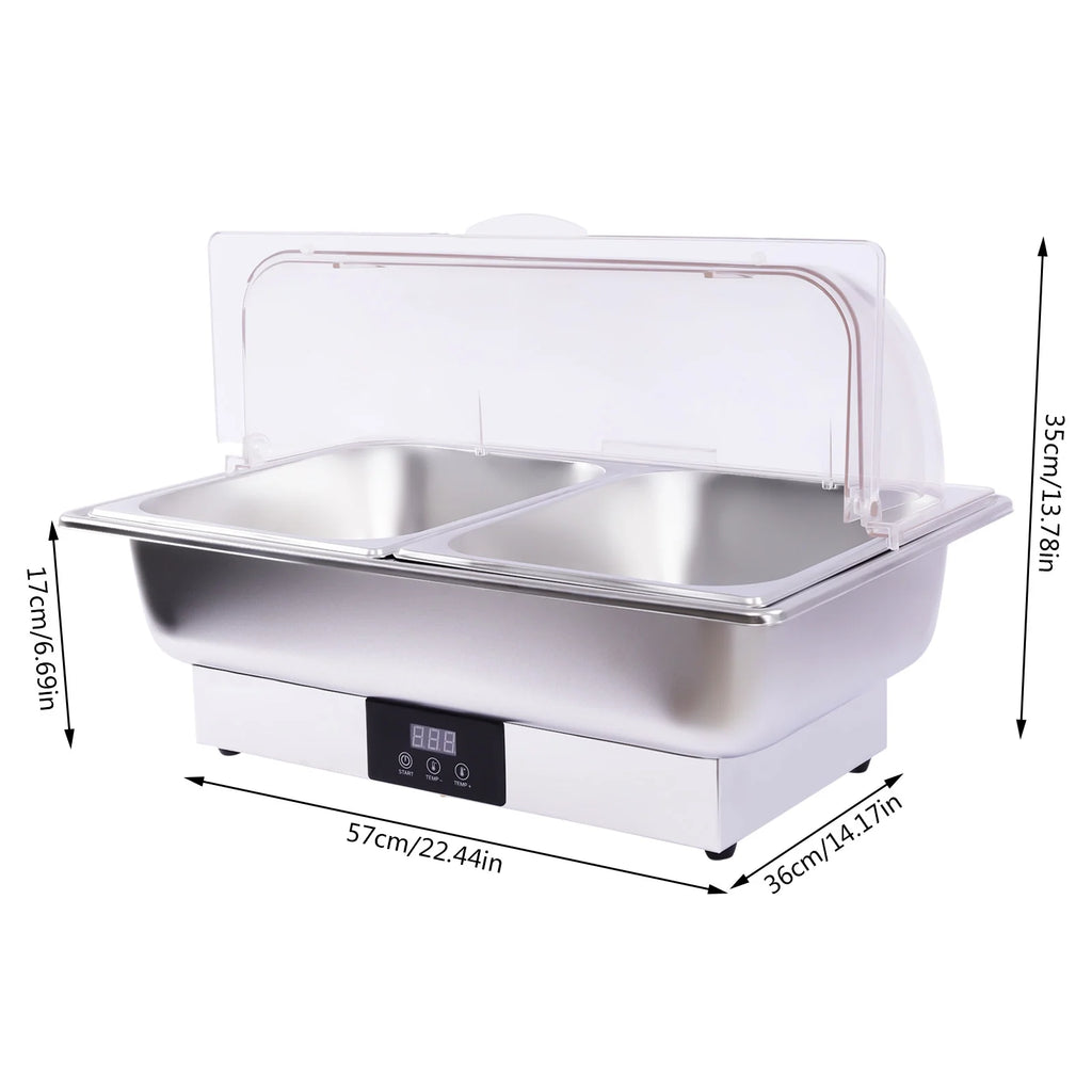 110V Stainless Steel Chafing Dish Buffet Set 2 Food Pot Y937
