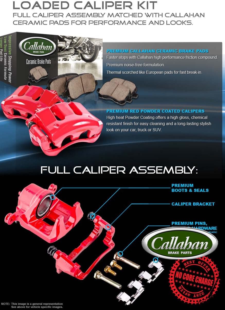Red Powder Coated Calipers + Ceramic Brake Pads A243