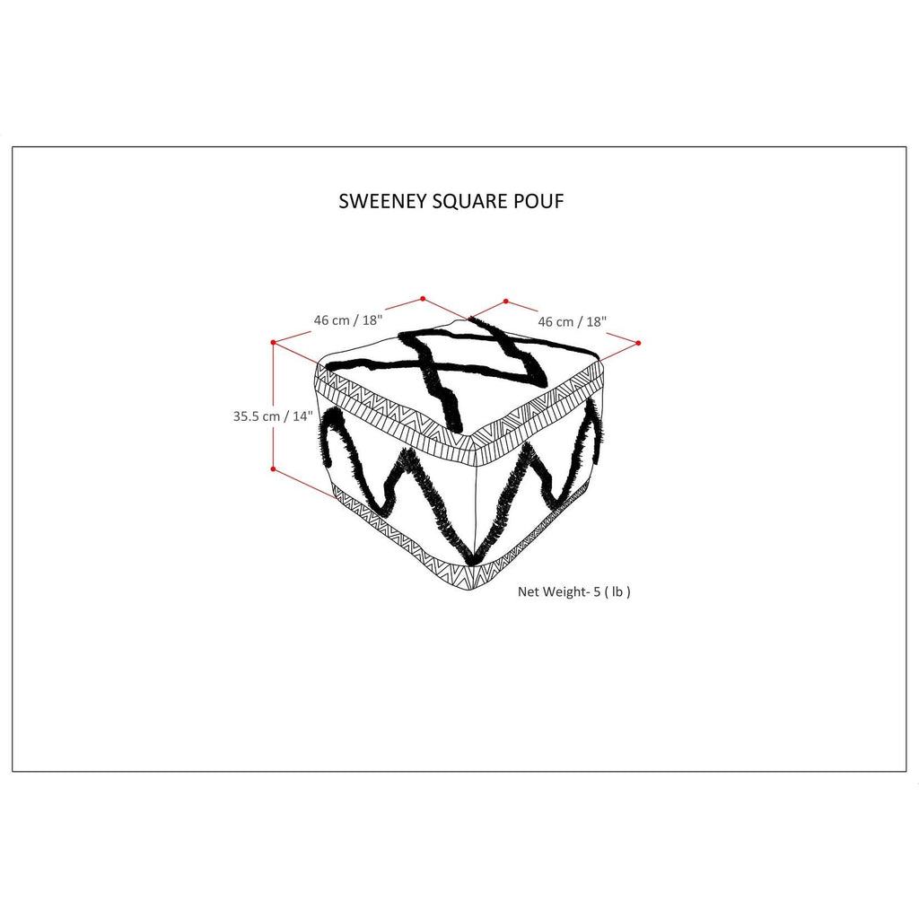 Square Pouf Blue/Natural W7530