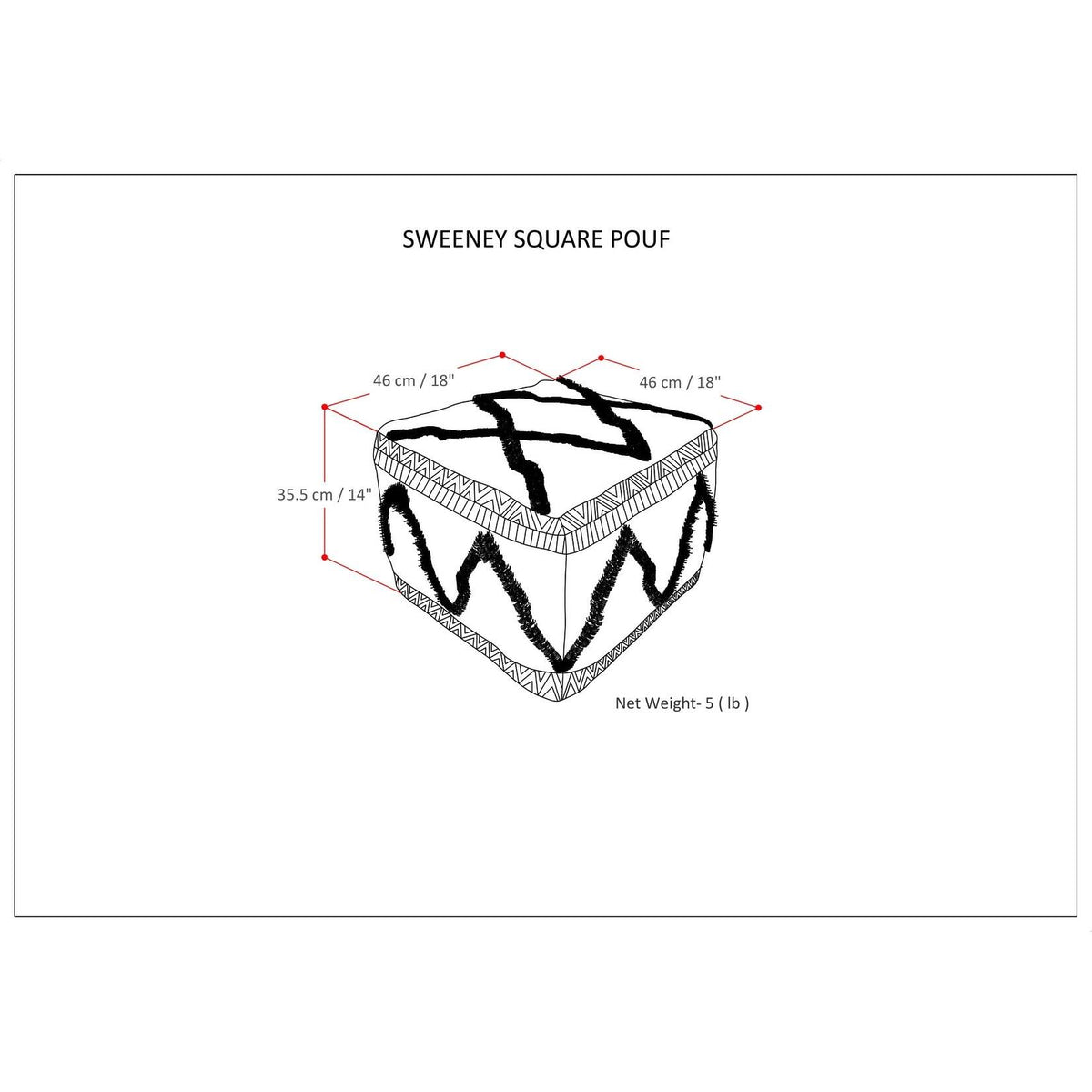 Square Pouf Blue/Natural W7530