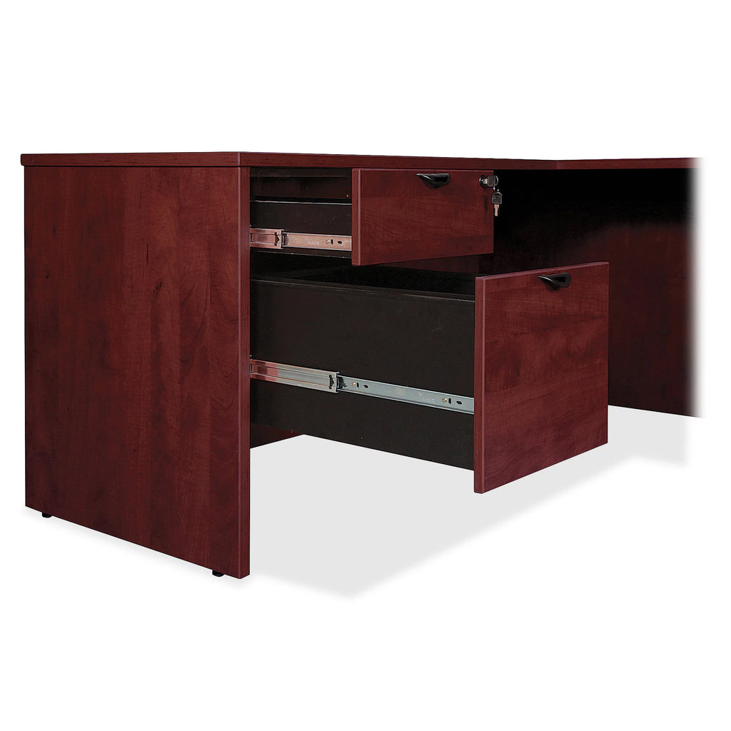 Mahogany Laminate 2 Drawer Double-Pedestal Credenza R11930