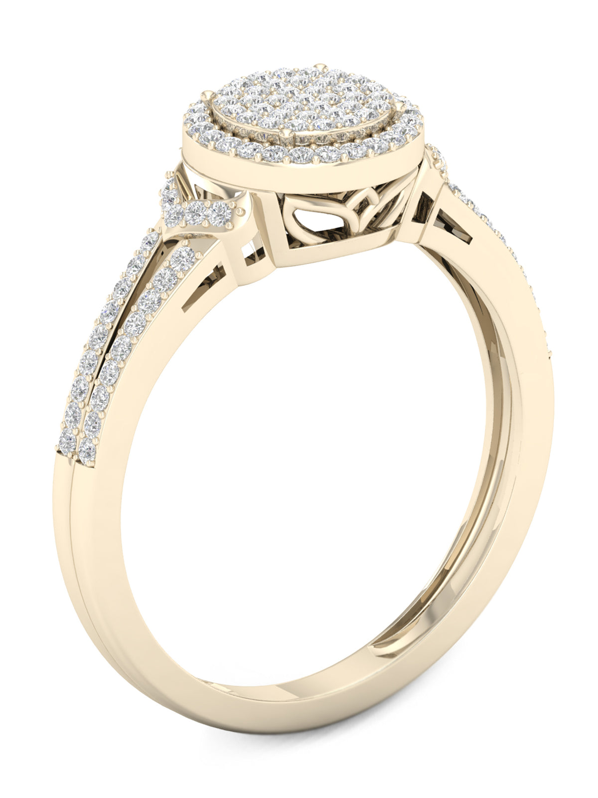 1/4Ct TDW Diamond 10K Yellow Gold Halo Engagement Ring H22692