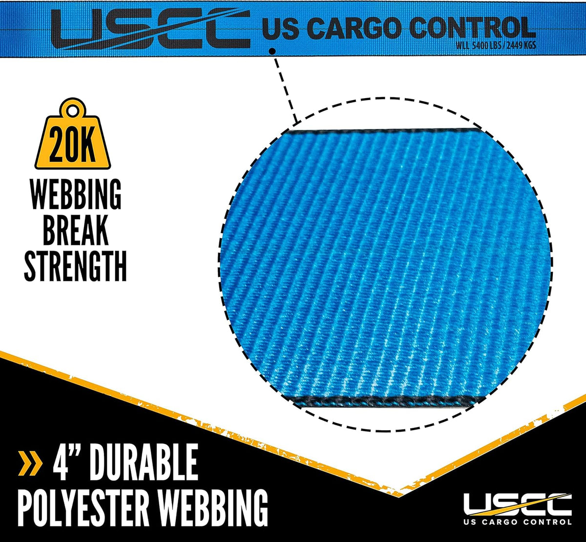 4 Inch x 50 Foot Blue Winch Strap with Chain Extension Pack of 2 J736937