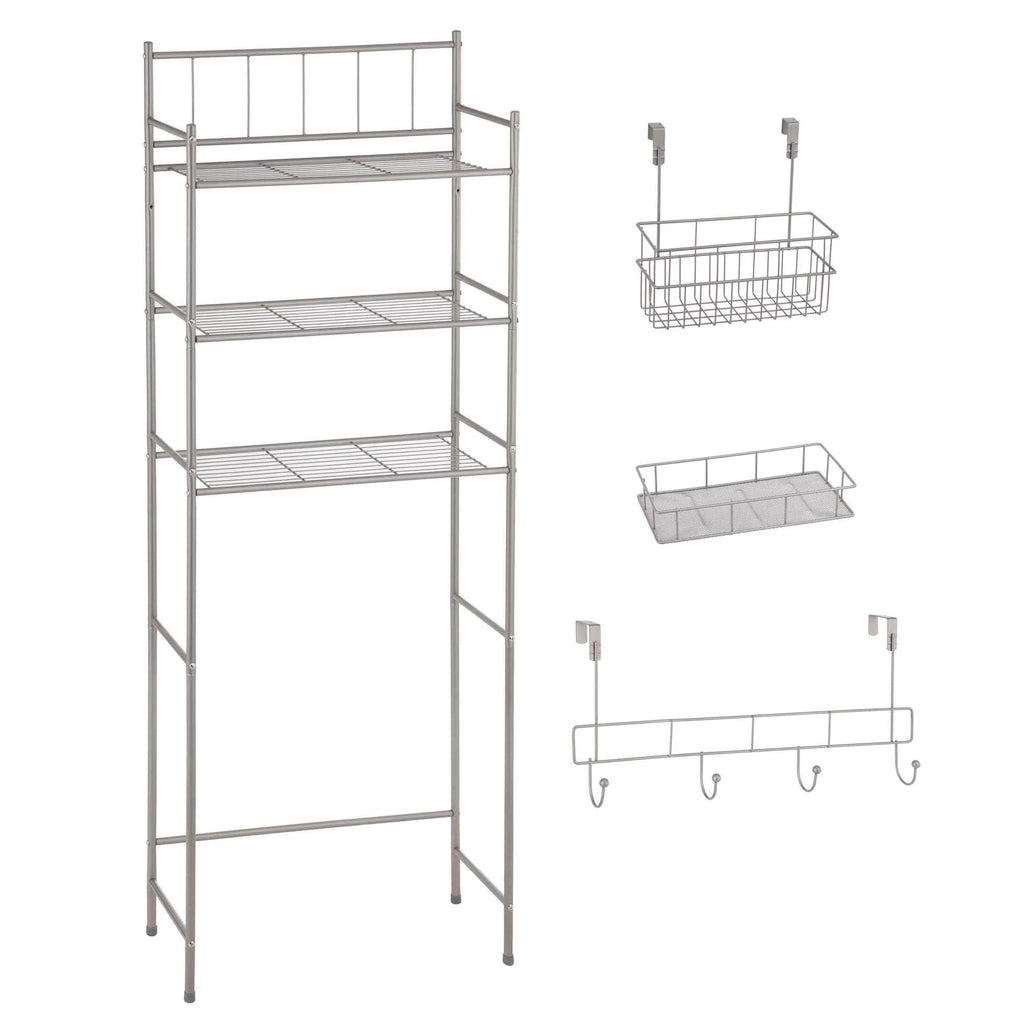 4 Piece Steel Satin Nickel Bath Shelves Set Y7020