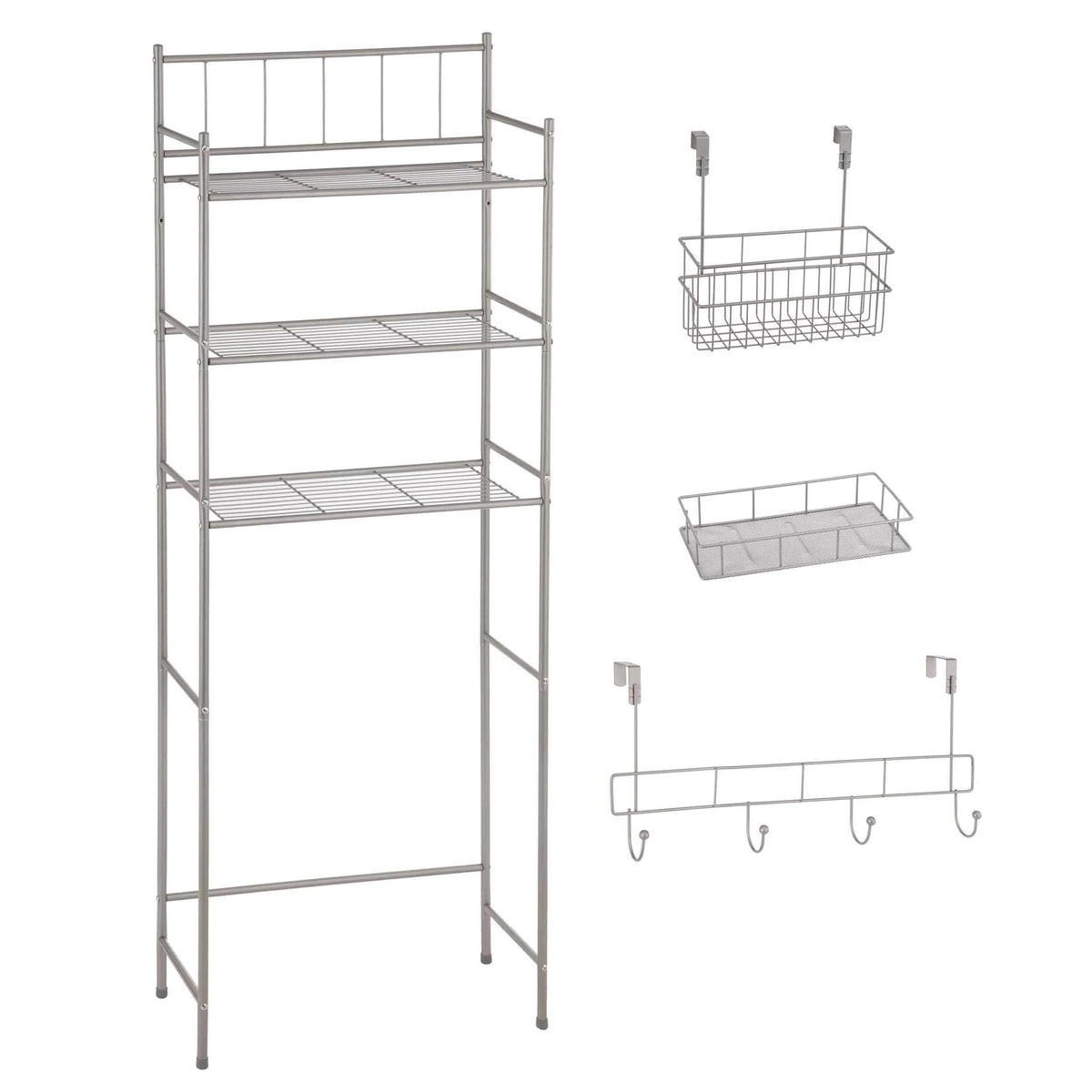 4 Piece Steel Satin Nickel Bath Shelves Set Y7020