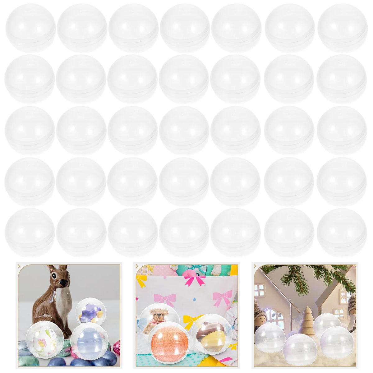 50pcs Plastic Transparent Fillable Grab Balls B30418