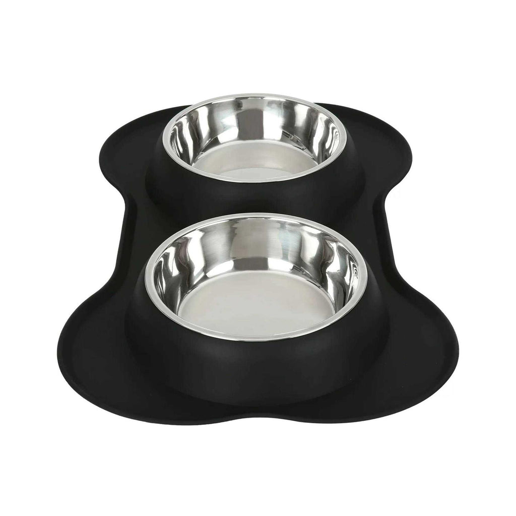 Double Dog Bowls with Bone Shaped Mat Diner Set G8891