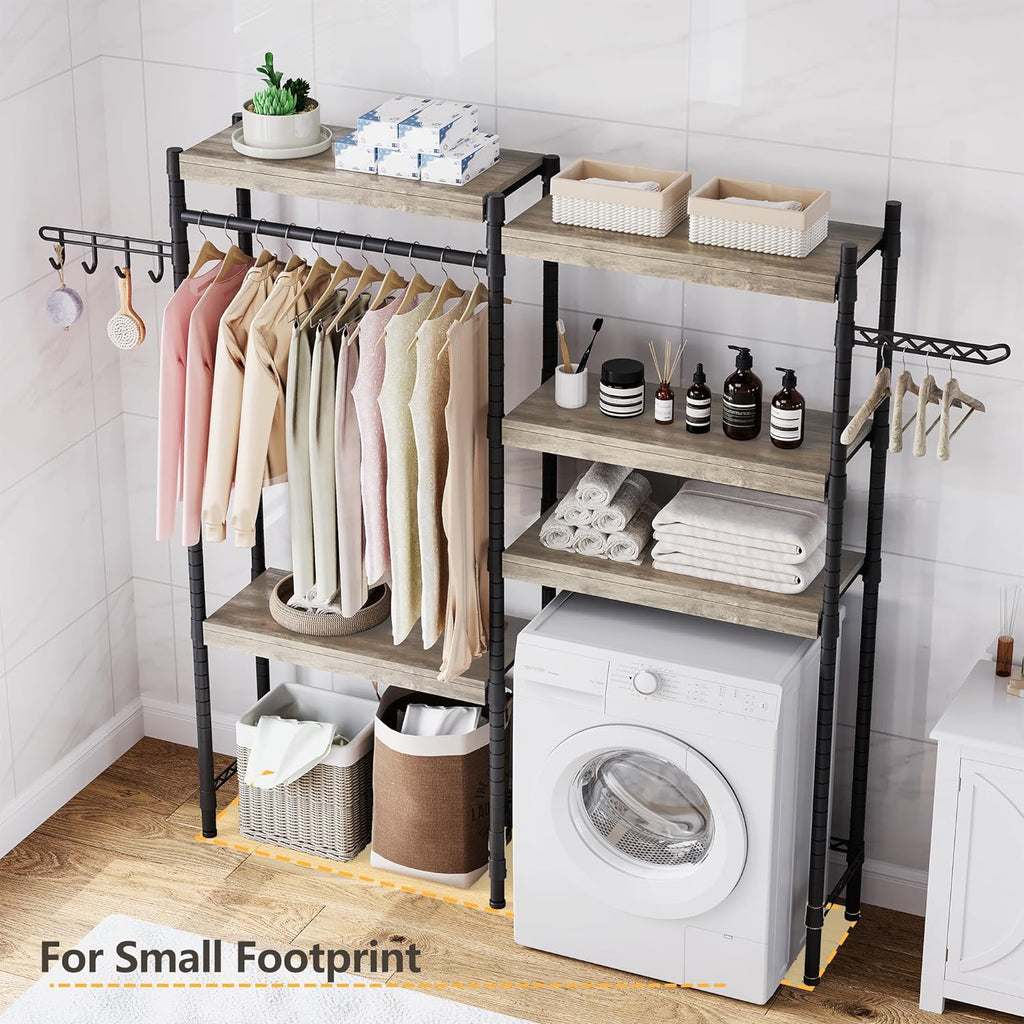 5-Tier Wood Over The Washer and Dryer Laundry Drying Clothes Racks M252057