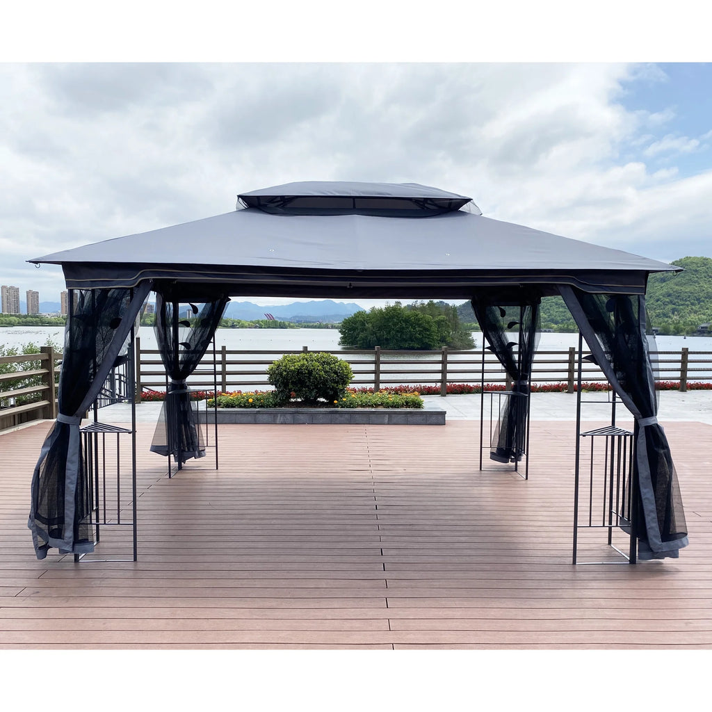 Gray 13x10FT Outdoor Patio Gazebo Canopy Tent B14283