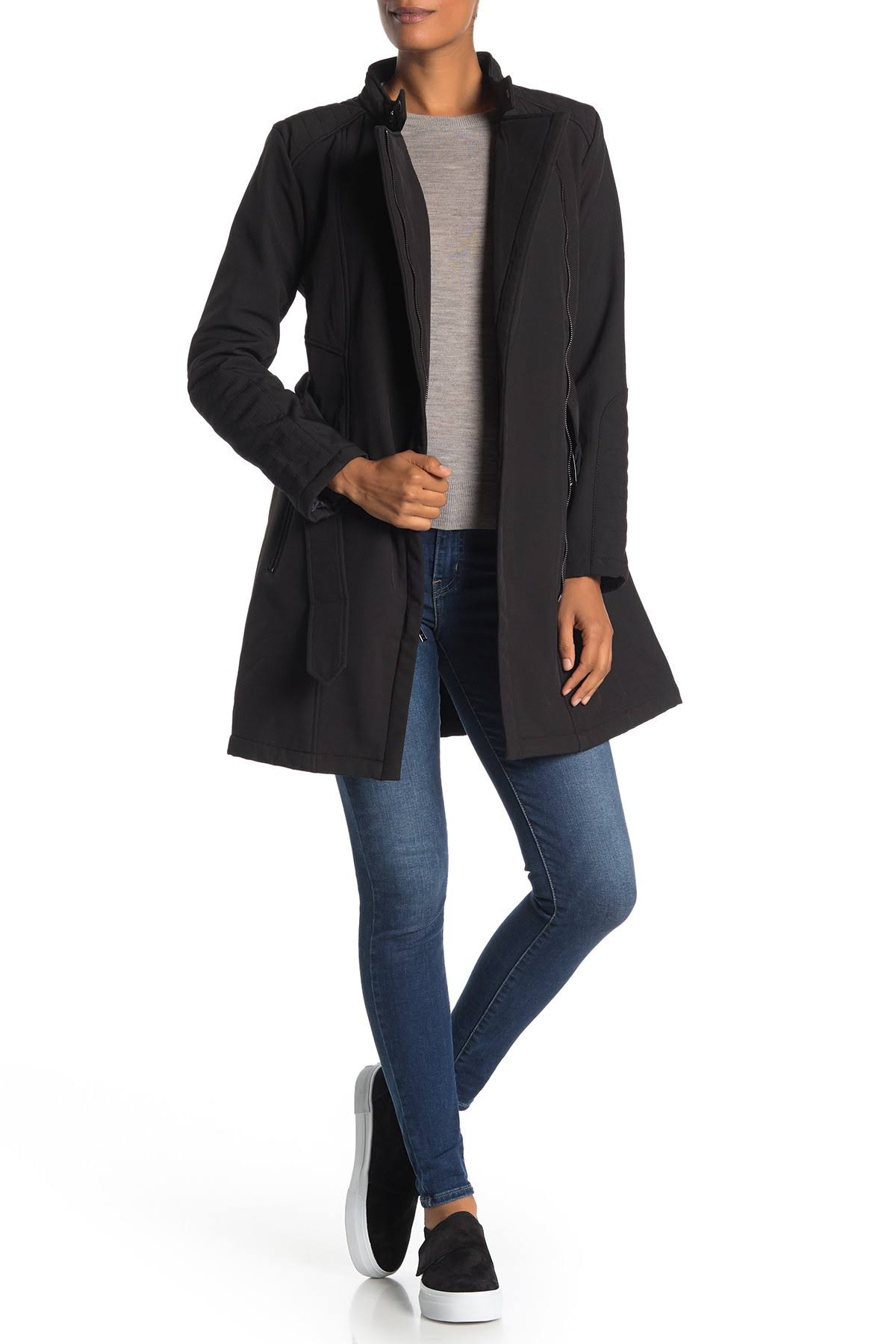 Asymmetrical Zip Belted Coat C12885