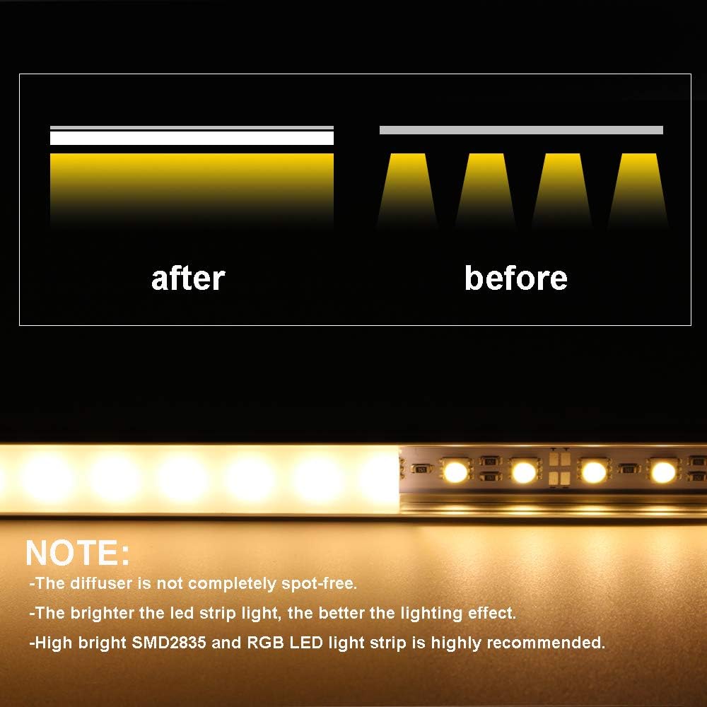 10-Pack 6.6ft U Shape LED Aluminum Channel System with Milky Cover, End Caps and Mounting Clips B905792